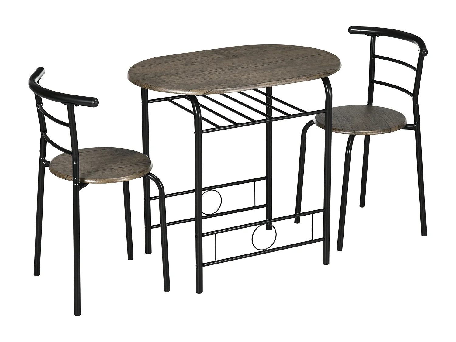 Conjunto de mesa 3 peças MDF metal 1 mesa 2 cadeiras cozinha sala preto 80x53x74,5cm