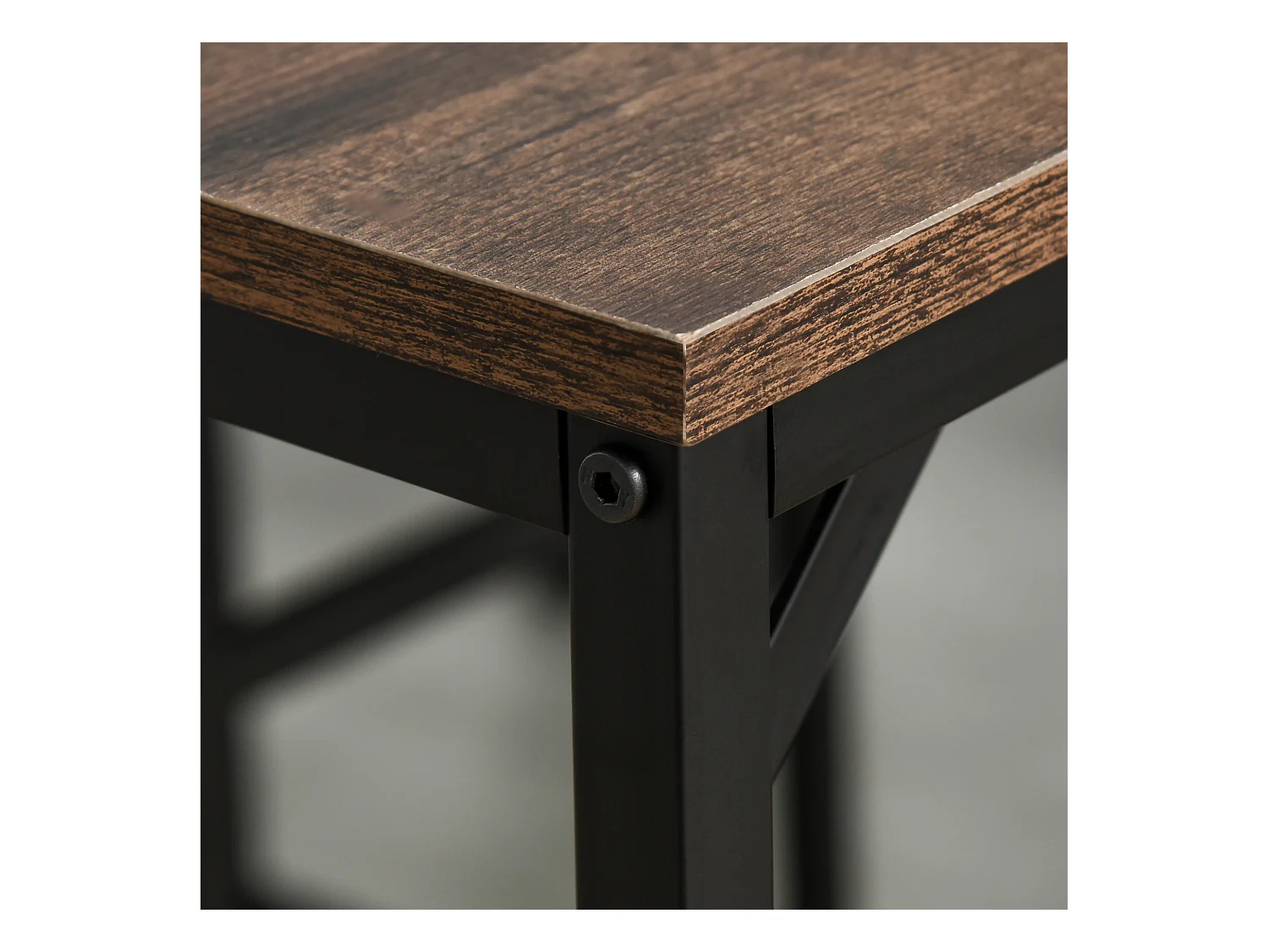 Ensemble bar tavolo 5 pezzi MDF metallo 4 tabourets cucina salone brun noir 100x60x88cm