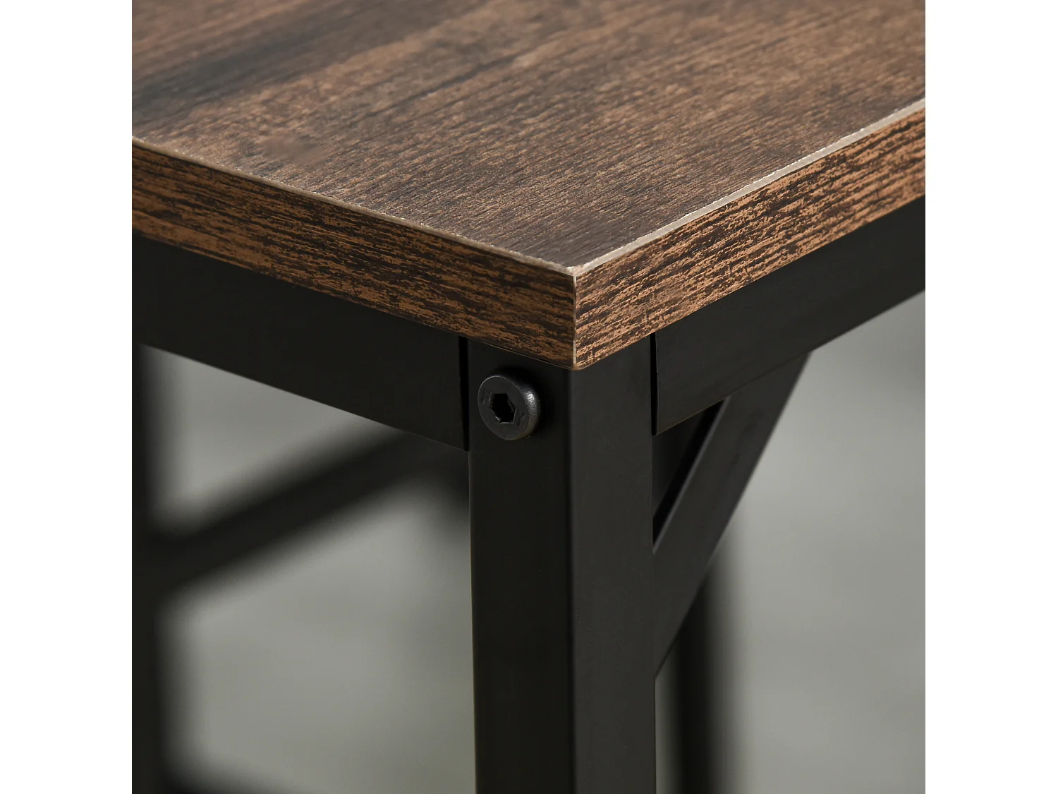 Ensemble bar tavolo 5 pezzi MDF metallo 4 tabourets cucina salone brun noir 100x60x88cm