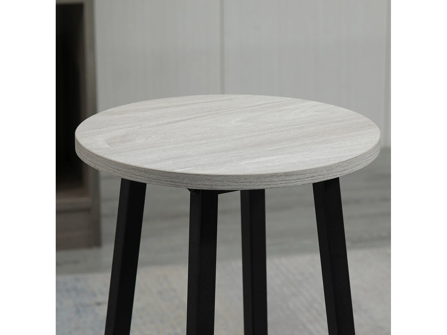 Ensemble bar 6 pezzi 2 tavoli MDF metallo 4 tabourets salone cucina gris noir