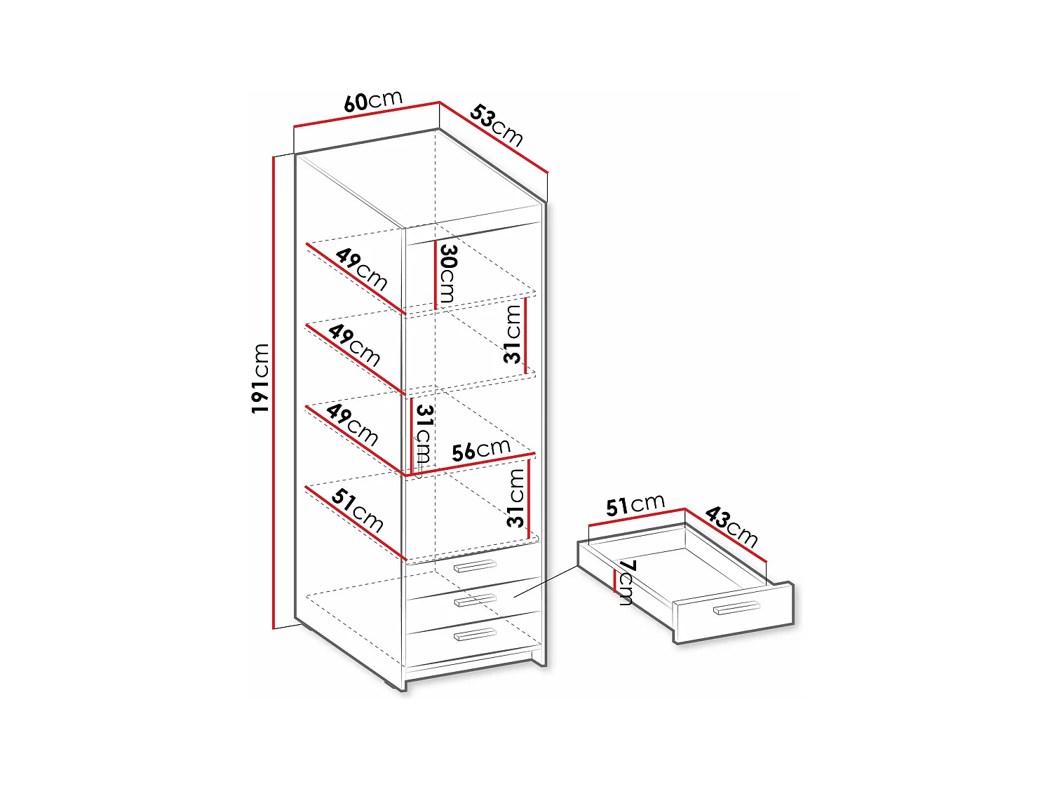 Estante Novduni 110, Pode ser fechado, Placa de aglomerado laminado