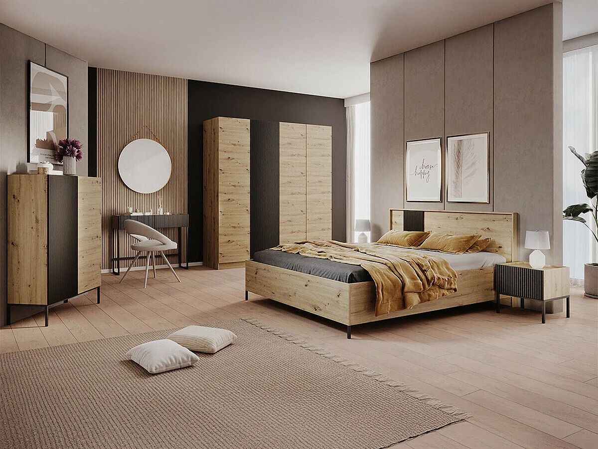 Estantería Lunole 100, Cerrable|Con puertas, MDF|Aglomerado laminado, 140x100x42cm