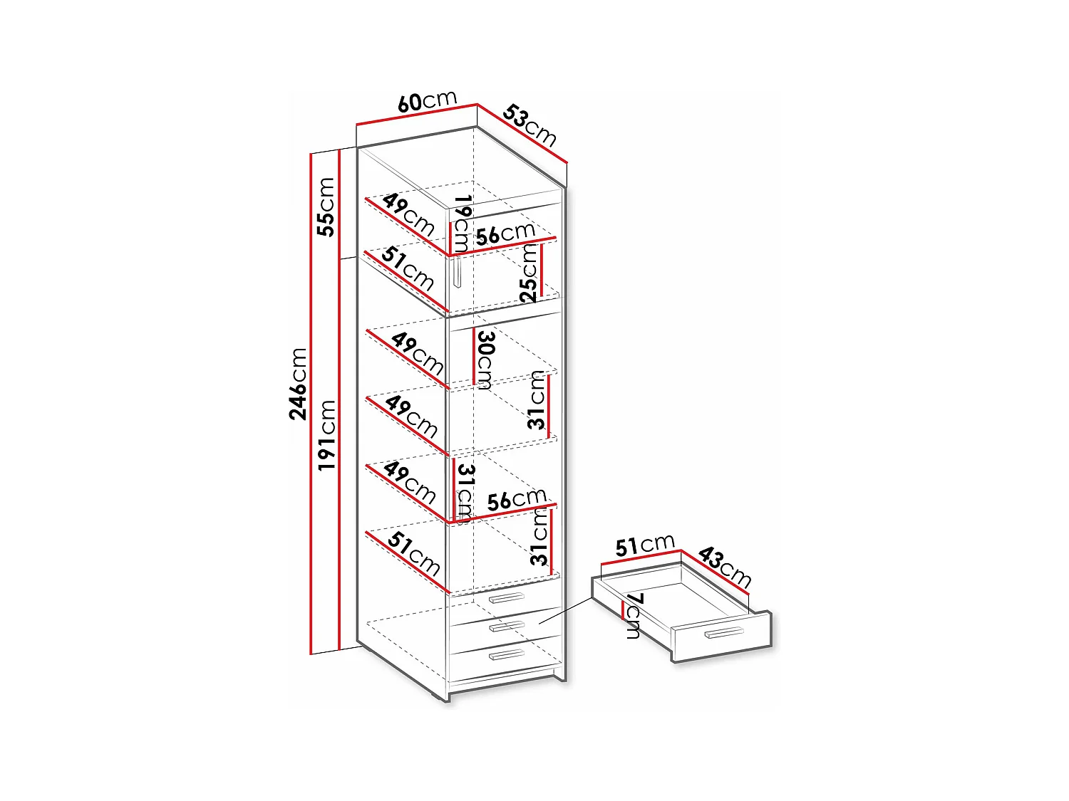 Estante Novduni 111, Pode ser fechado, Placa de aglomerado laminado