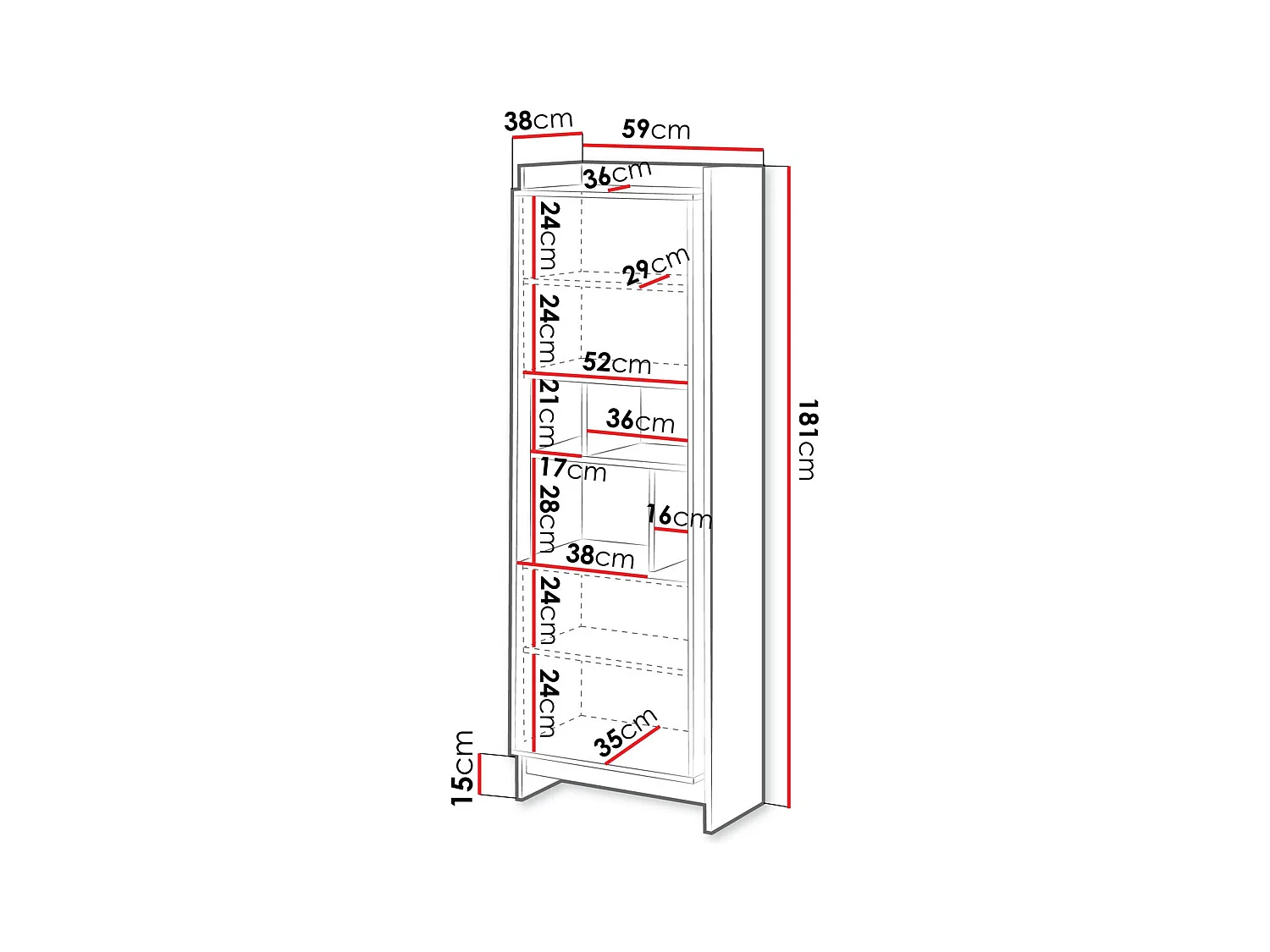 Estante Mavnoli 107, Pode ser fechado, Placa de aglomerado laminado