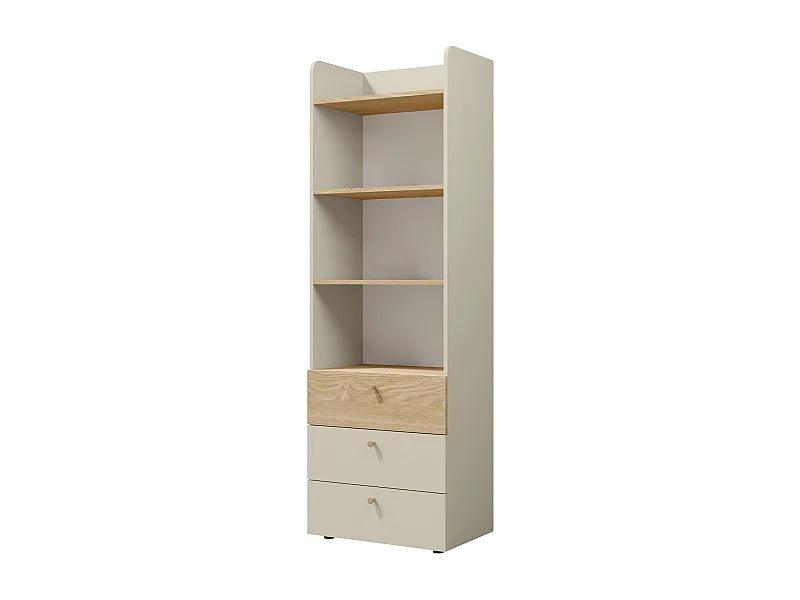 Étagère Domcali 104, Avec tiroirs|Ouvert, Stratifié, 185x60x40cm, Chêne|Beige