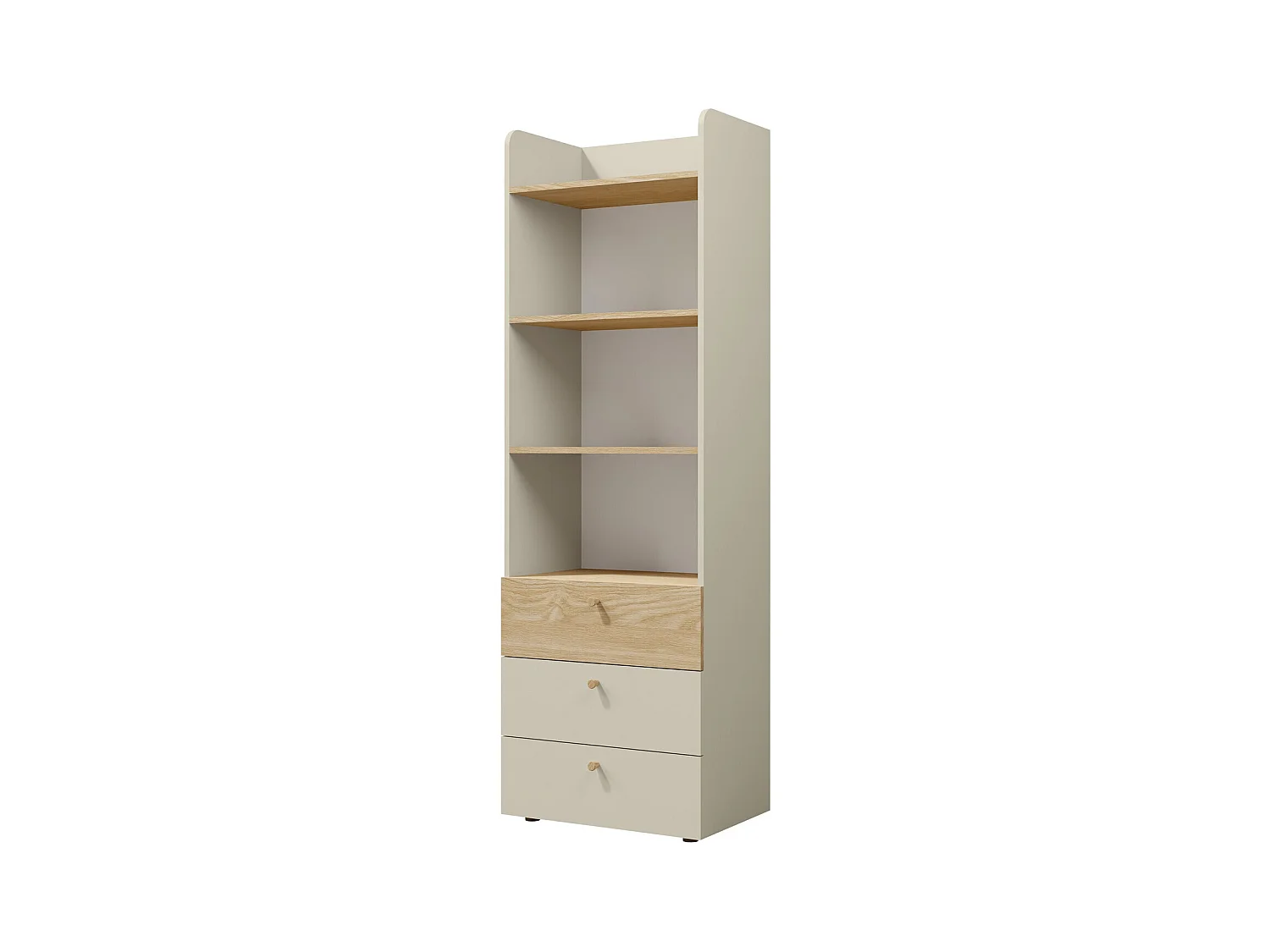 Étagère Domcali 104, Avec tiroirs|Ouvert, Stratifié, 185x60x40cm, Chêne|Beige