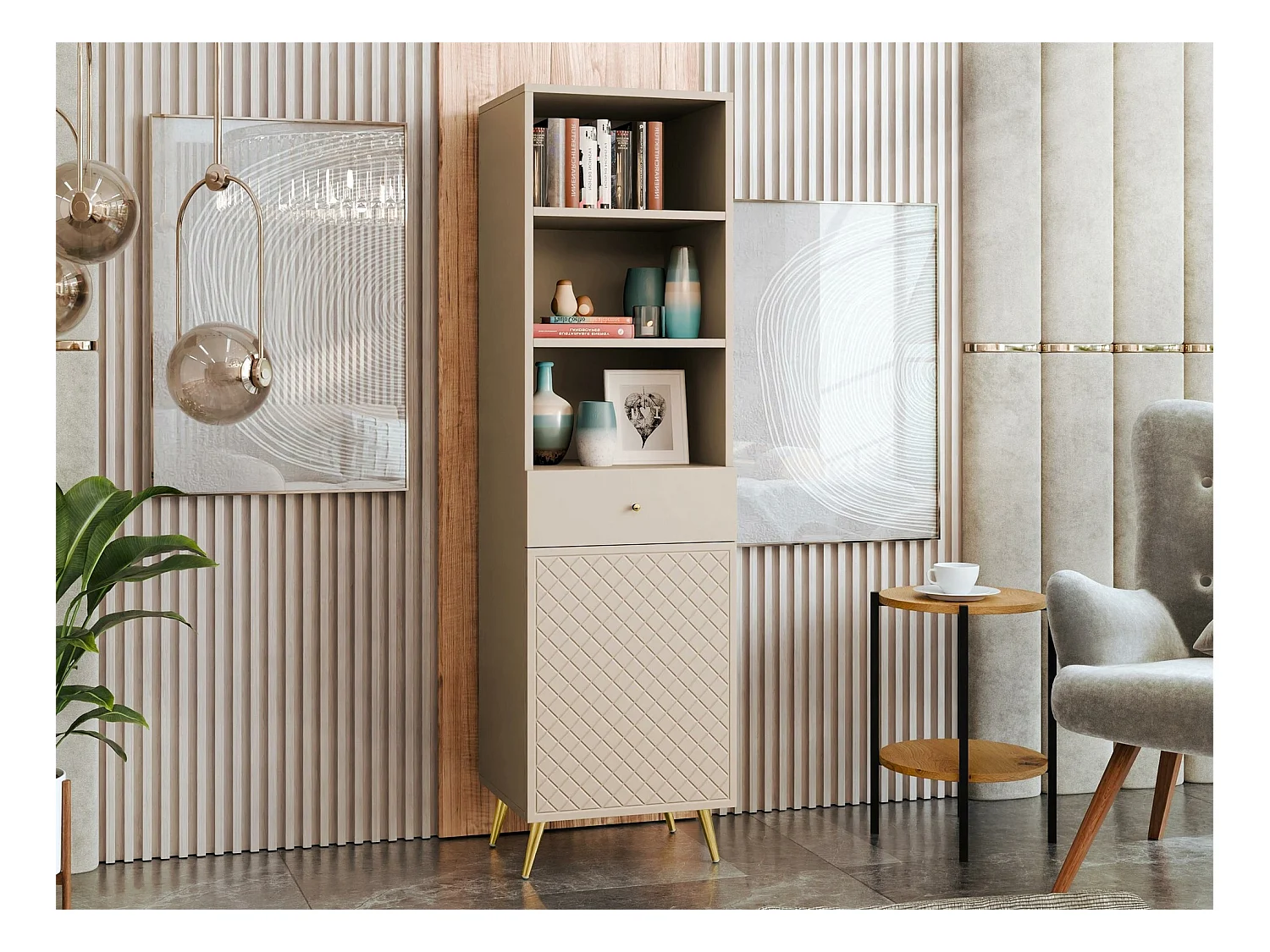 Estantería Comfivo Nuromo 102, Con cajones|Con puertas, MDF|Aglomerado laminado, 177x50cm