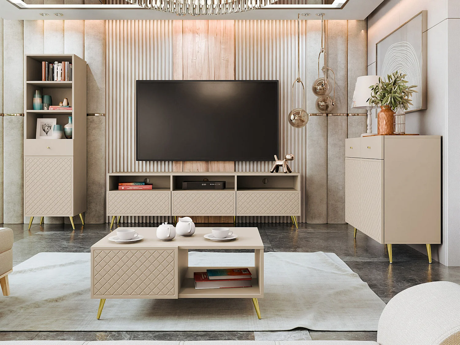 Estantería Comfivo Nuromo 102, Con cajones|Con puertas, MDF|Aglomerado laminado, 177x50cm