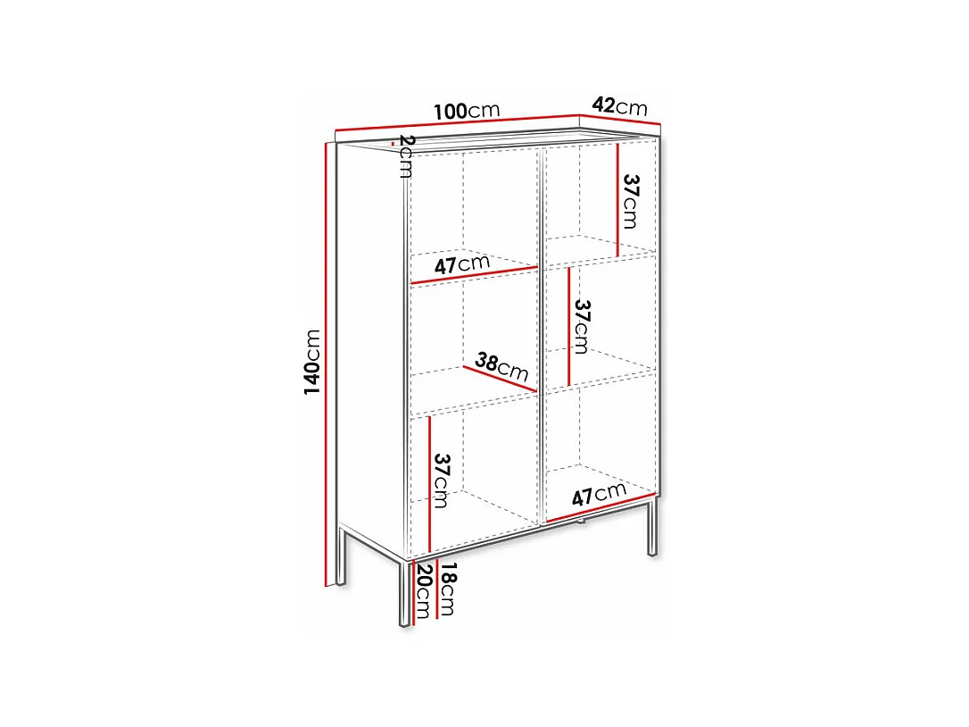Estante Lunole 100, Pode ser fechado, Placa de aglomerado laminado