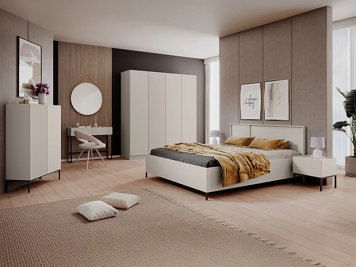 Estantería Lunole 100, Cerrable|Con puertas, MDF|Aglomerado laminado, 140x100x42cm