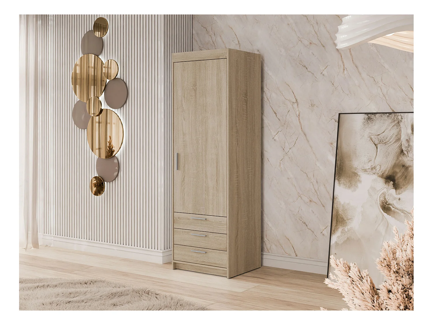 Estante Novduni 110, Com gavetas, Placa de aglomerado laminado