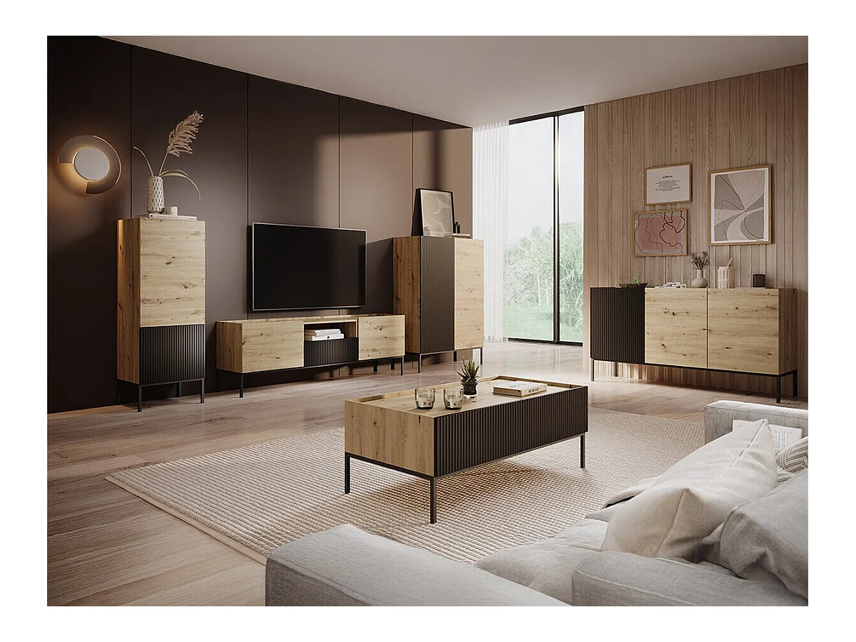 Estante Lunole 102, Com portas, Placa de fibra de densidade média