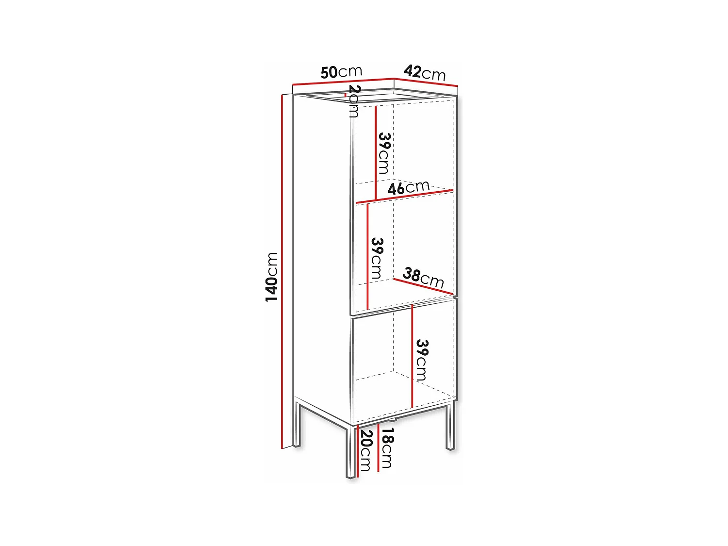 Estante Lunole 102, Com portas, Placa de fibra de densidade média