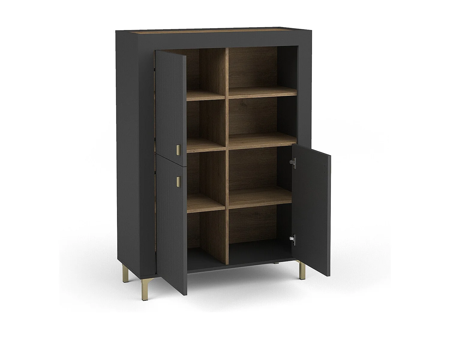 Étagère Mormavu 105, Avec des portes, Stratifié, 136x97x40cm, Noir mat|Chêne