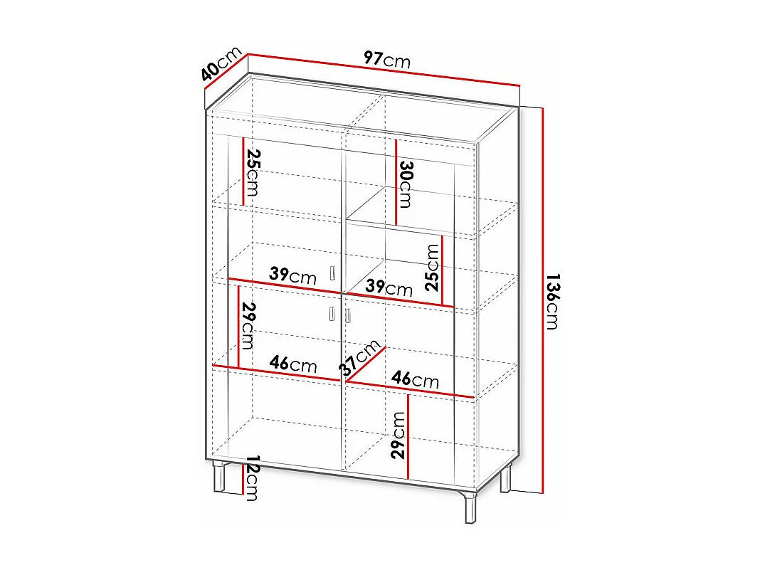 Étagère Mormavu 105, Avec des portes, Stratifié, 136x97x40cm, Noir mat|Chêne