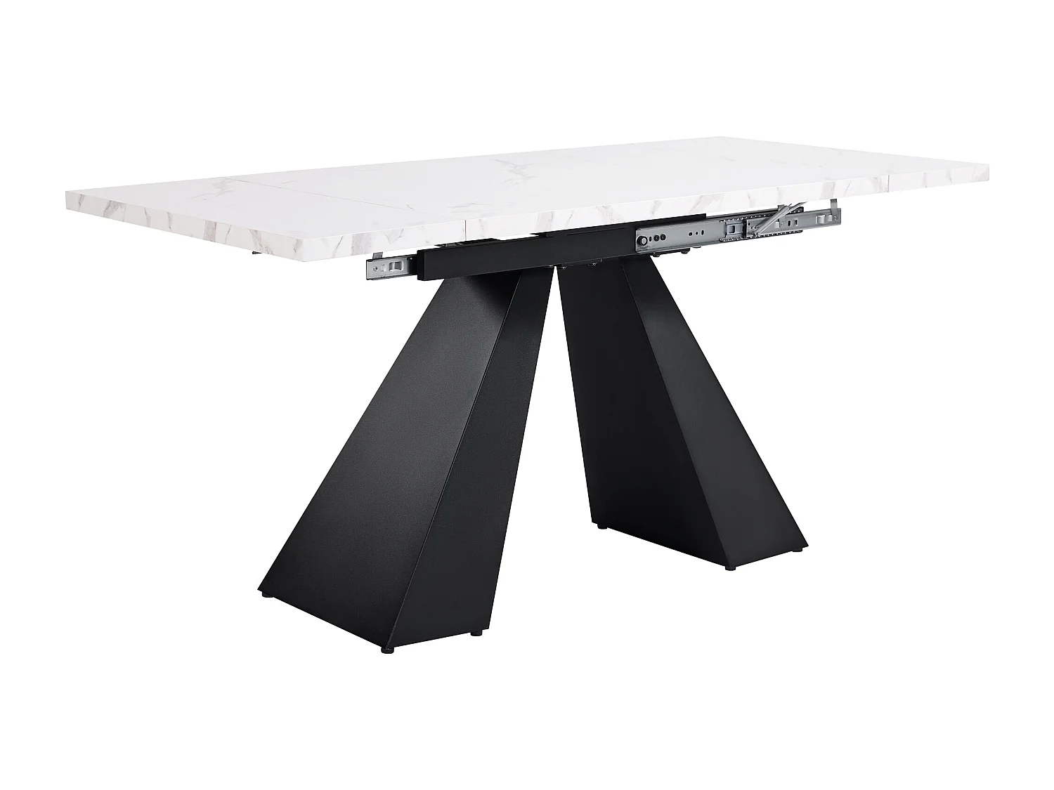 Conjunto de jantar de 5 peças com mesa extensível de MDF e pernas de coluna + 4 cadeiras de veludo cinza