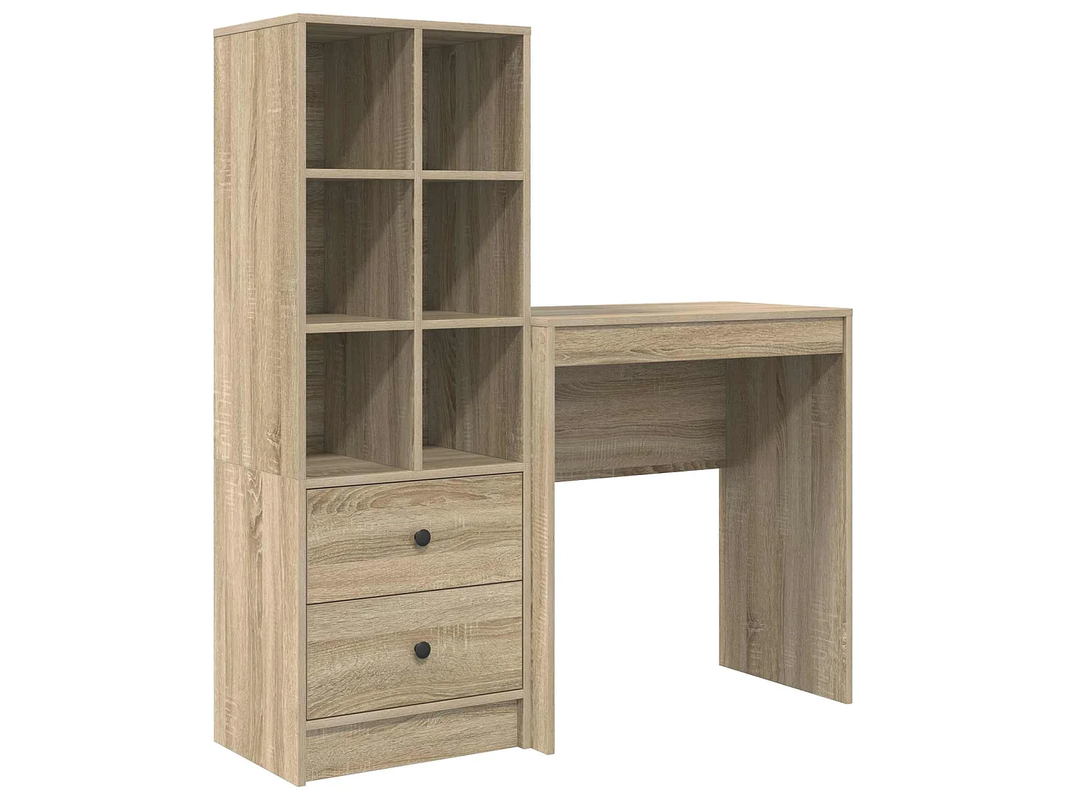 Escritorio con cajón con estante 2 pcs Roble Sonoma