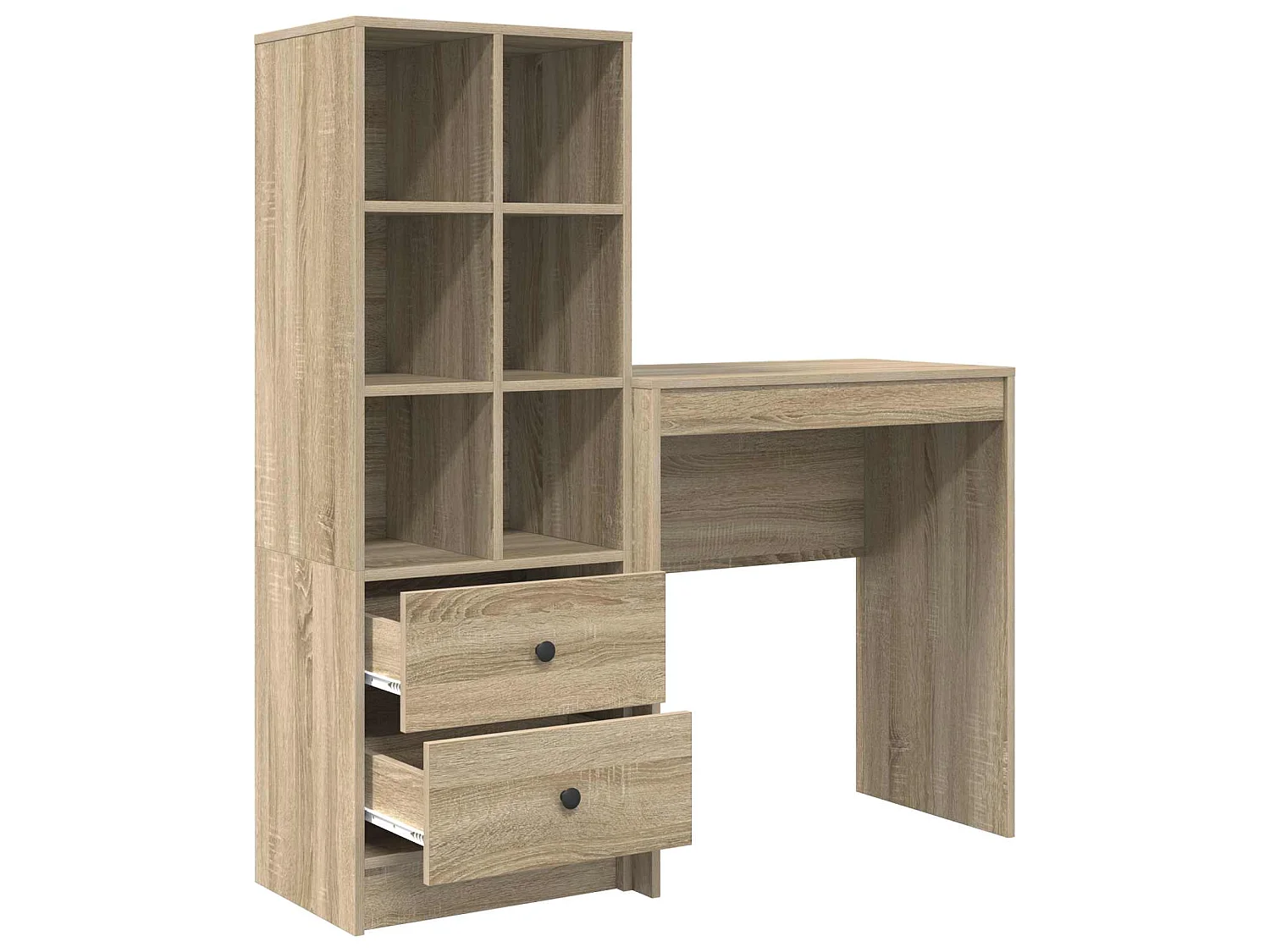Escritorio con cajón con estante 2 pcs Roble Sonoma