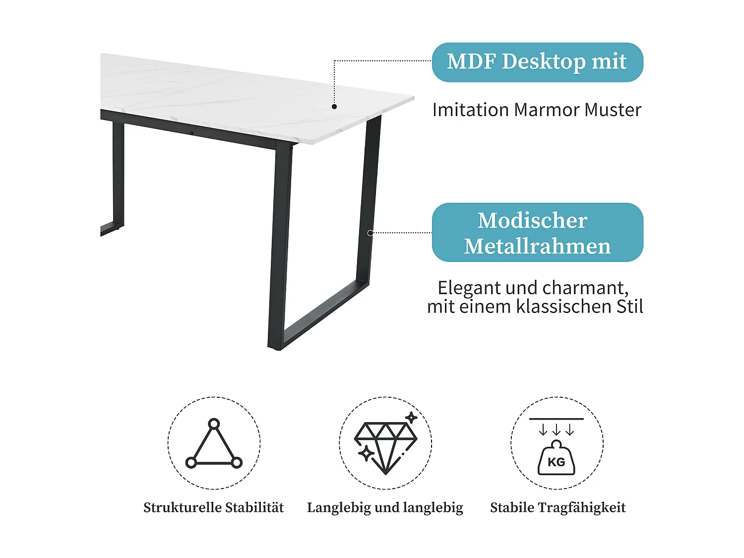 Conjunto mesa extensible 140/180×80 cm MDF blanco + 8 sillas de terciopelo gris en metal negro
