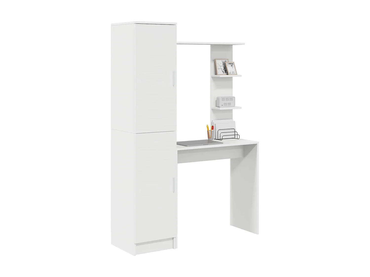 Bureau avec rangement avec porte 2 pcs Blanc Bois d'ingénierie