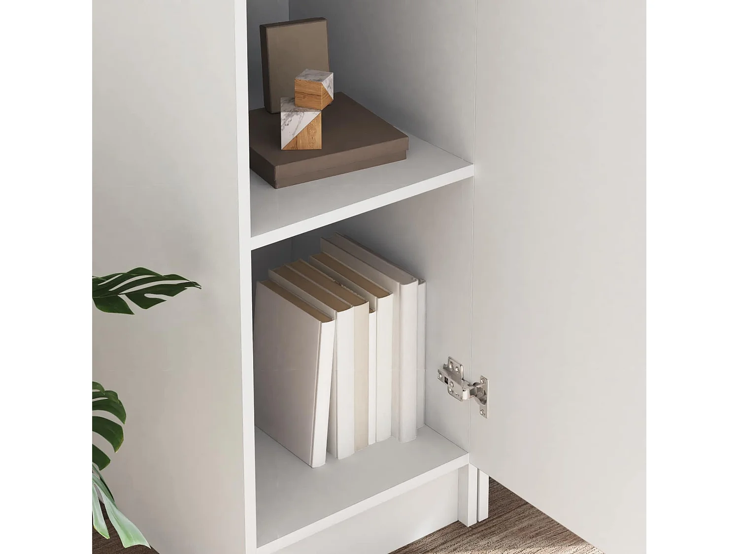 Bureau avec rangement avec porte 2 pcs Blanc Bois d'ingénierie