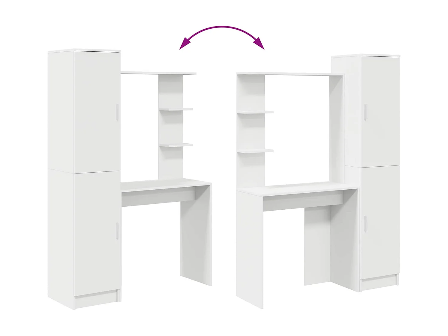 Bureau avec rangement avec porte 2 pcs Blanc Bois d'ingénierie