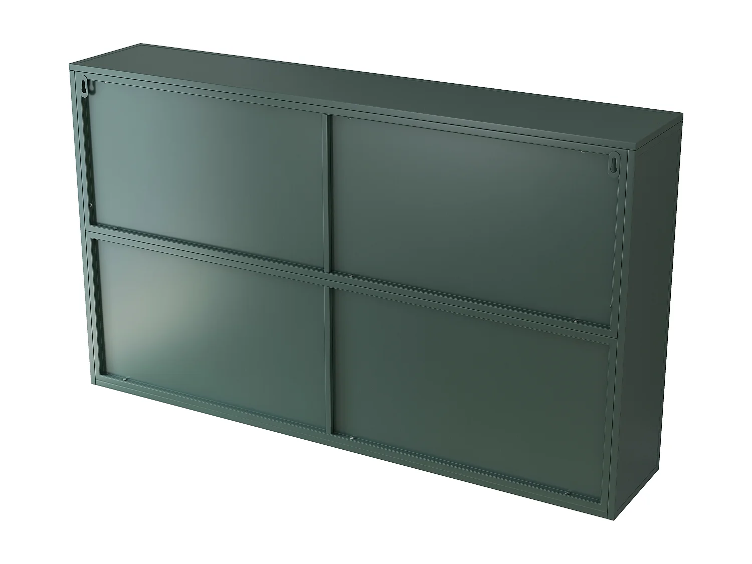 Mueble alto 4 puertas, cristal templado, metal, almacenaje, cocina, salón, baño, verde oscuro, 120x23x70 cm