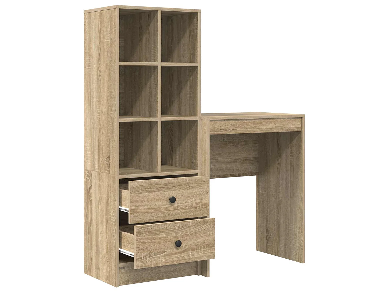 Bureau avec tiroir avec étagère 2 pcs Chêne Sonoma