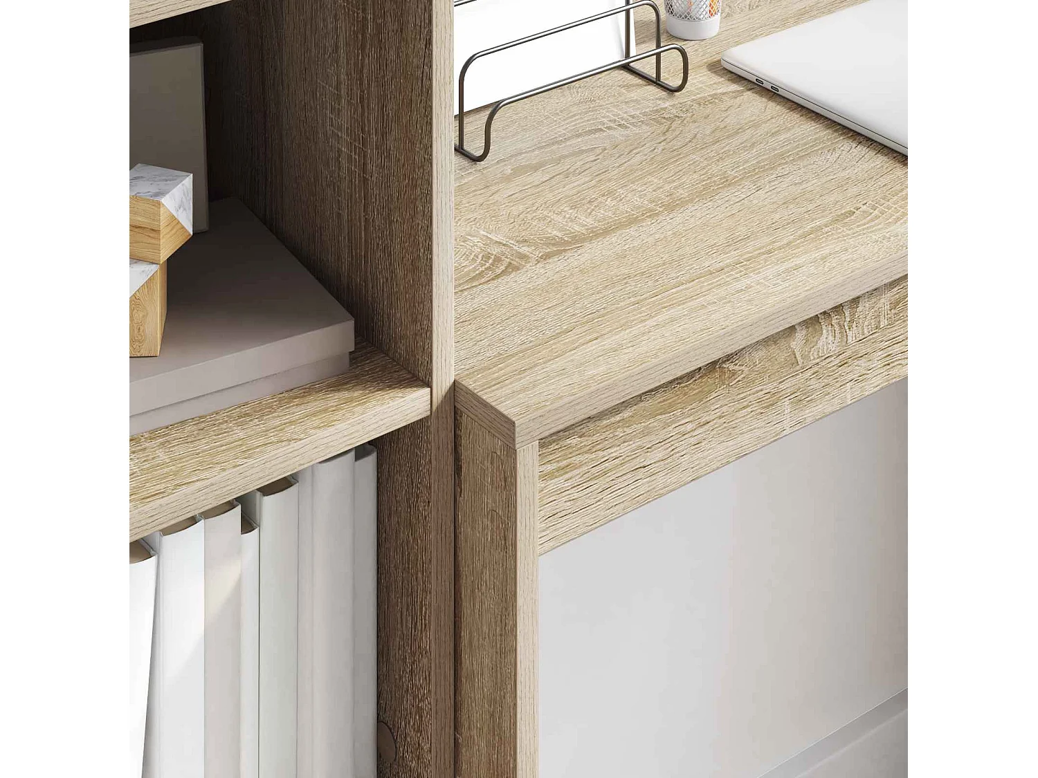 Bureau avec tiroir avec étagère 2 pcs Chêne Sonoma