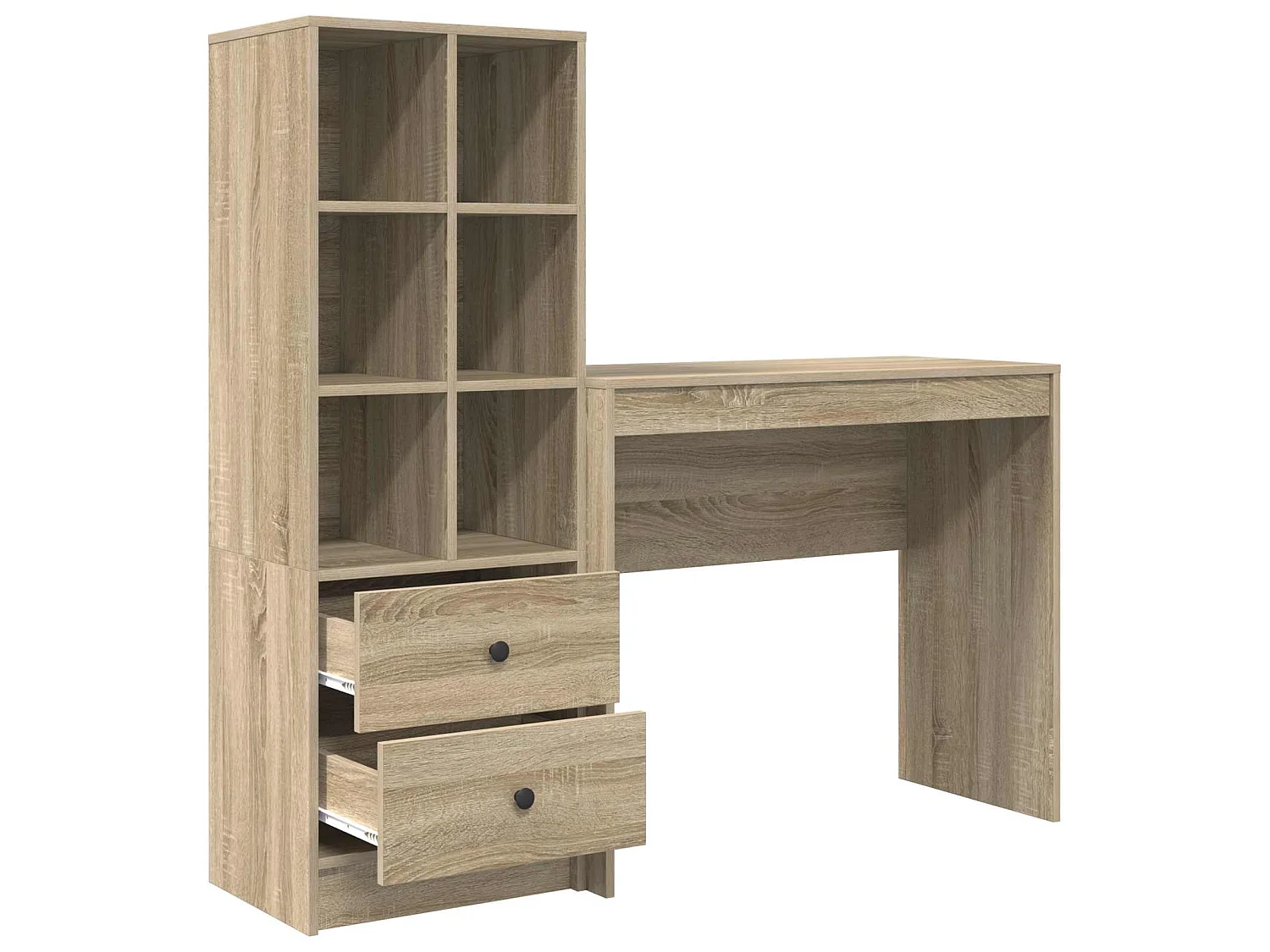Bureau avec tiroir avec étagère 2 pcs Chêne Sonoma