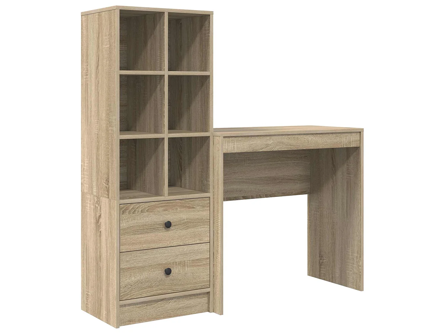 Escritorio con cajón con estante 2 pcs Roble Sonoma