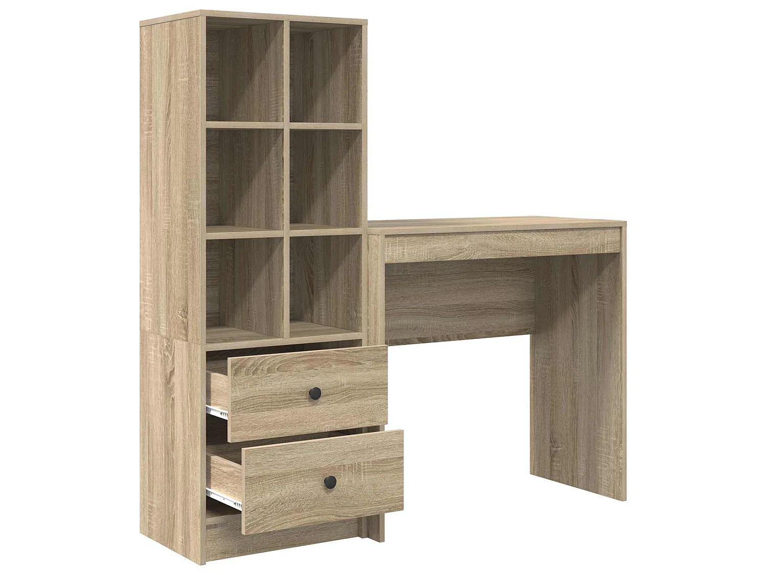 Escritorio con cajón con estante 2 pcs Roble Sonoma