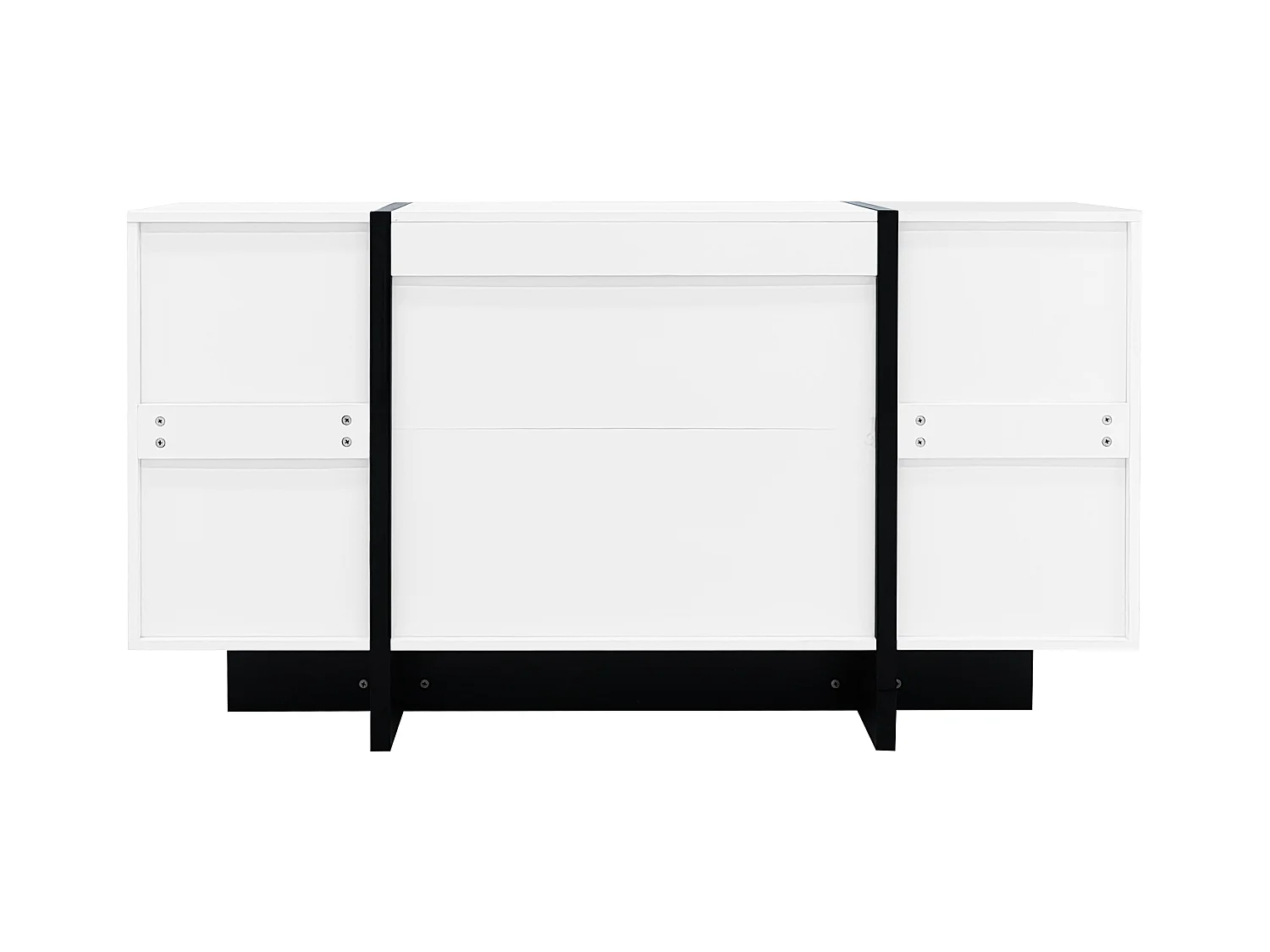 Buffet haut blanc noir MDF brillante 150x40x80 cm con rangements salon salle à manger
