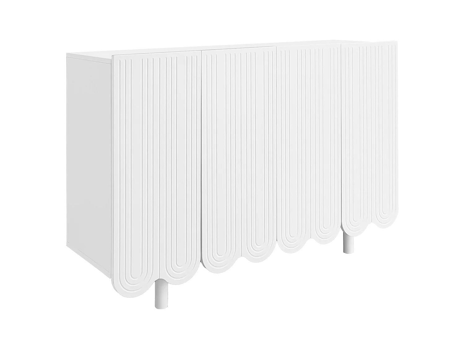 Buffet bianco MDF scolpito 120x80 cm 4 porte design moderno rangement salon