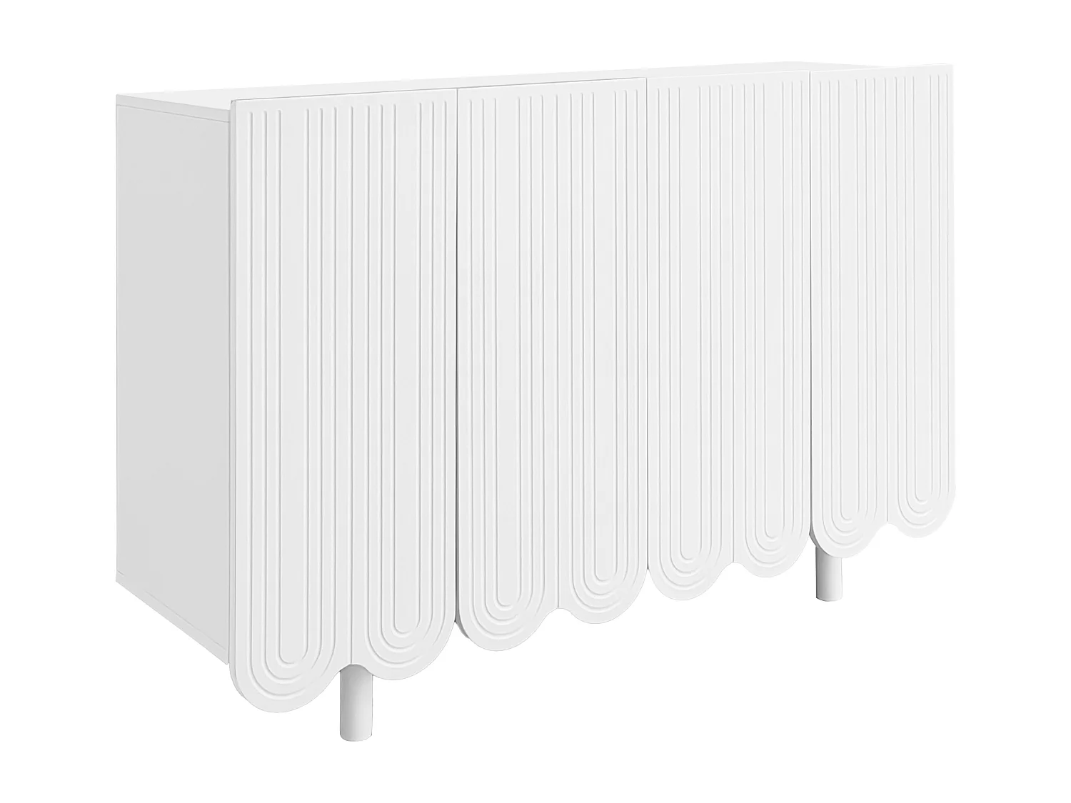 Buffet bianco MDF scolpito 120x80 cm 4 porte design moderno rangement salon