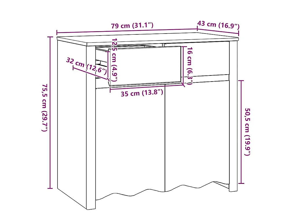 Buffet Drammen Blanc 79 x 43 x 75.5 cm Bois de pin massif