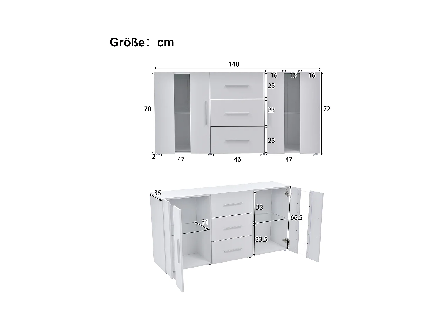 Mueble de TV moderno de MDF con LED, 55 pulgadas, para salón, blanco transparente, 140 x 35 x 70 cm