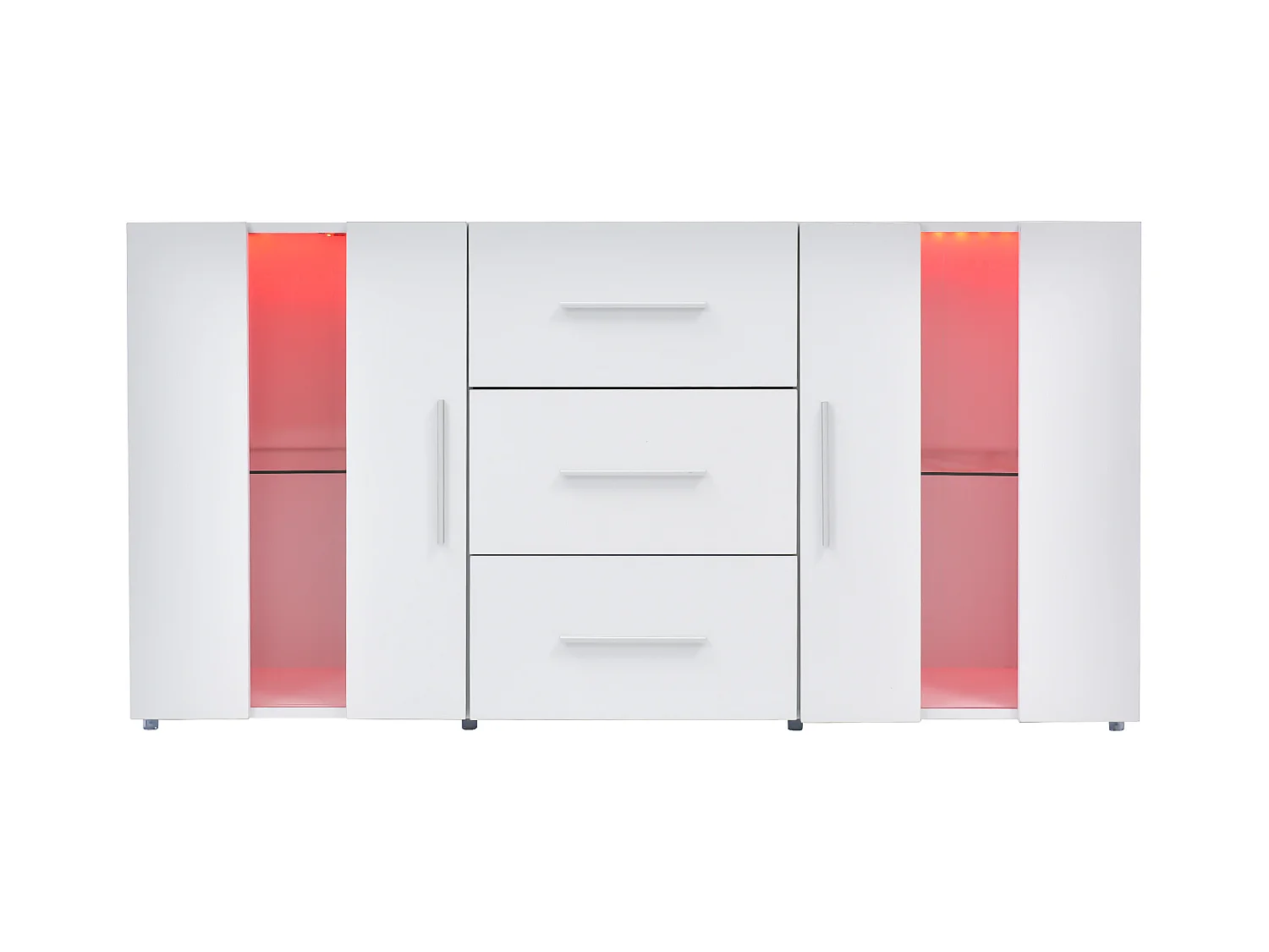 Mueble de TV moderno de MDF con LED, 55 pulgadas, para salón, blanco transparente, 140 x 35 x 70 cm