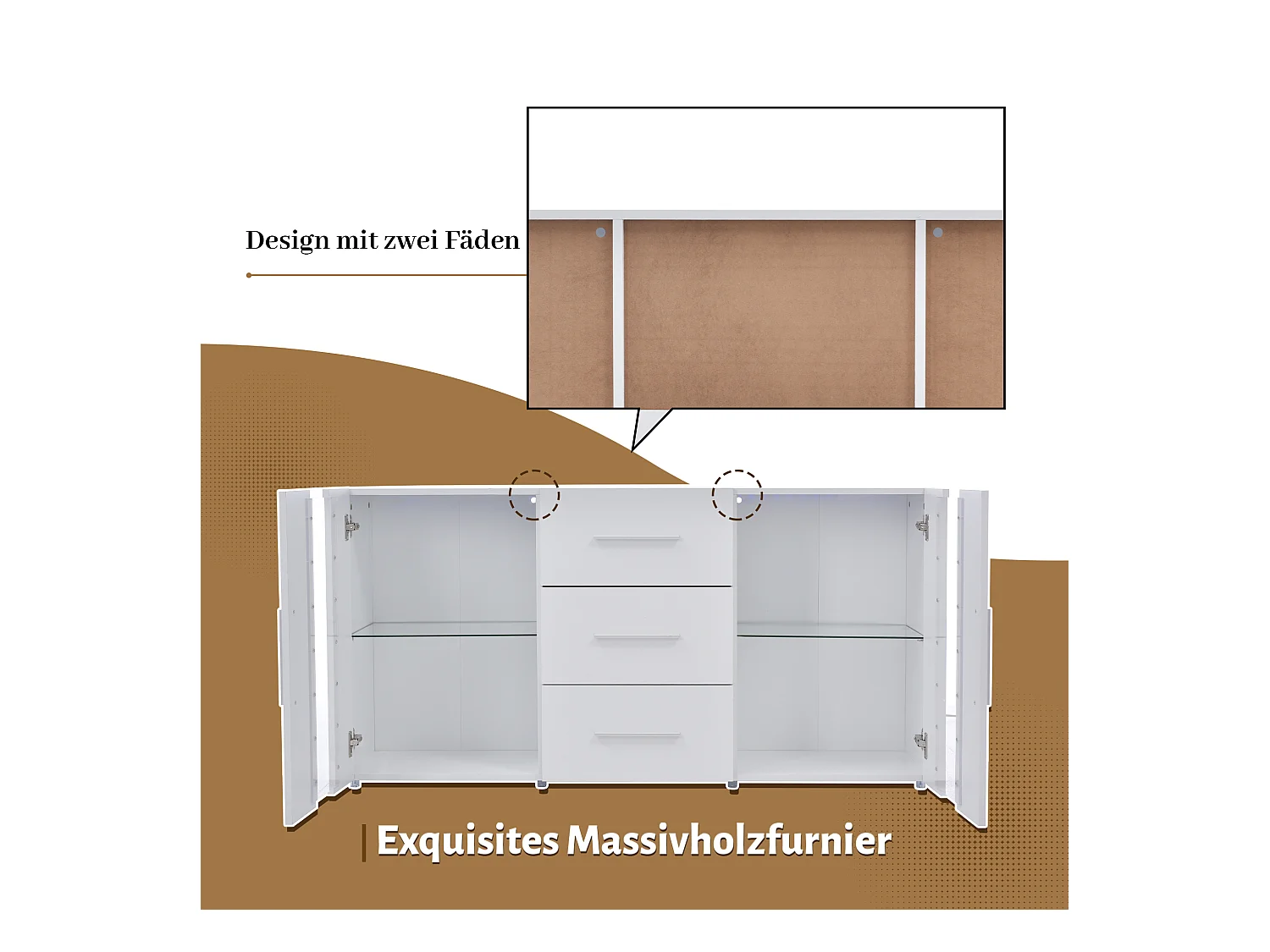 Mueble de TV moderno de MDF con LED, 55 pulgadas, para salón, blanco transparente, 140 x 35 x 70 cm