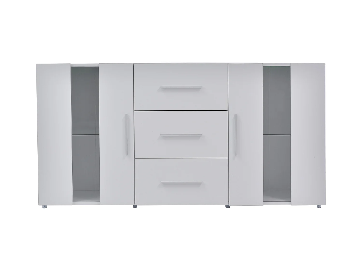 Mueble de TV moderno de MDF con LED, 55 pulgadas, para salón, blanco transparente, 140 x 35 x 70 cm