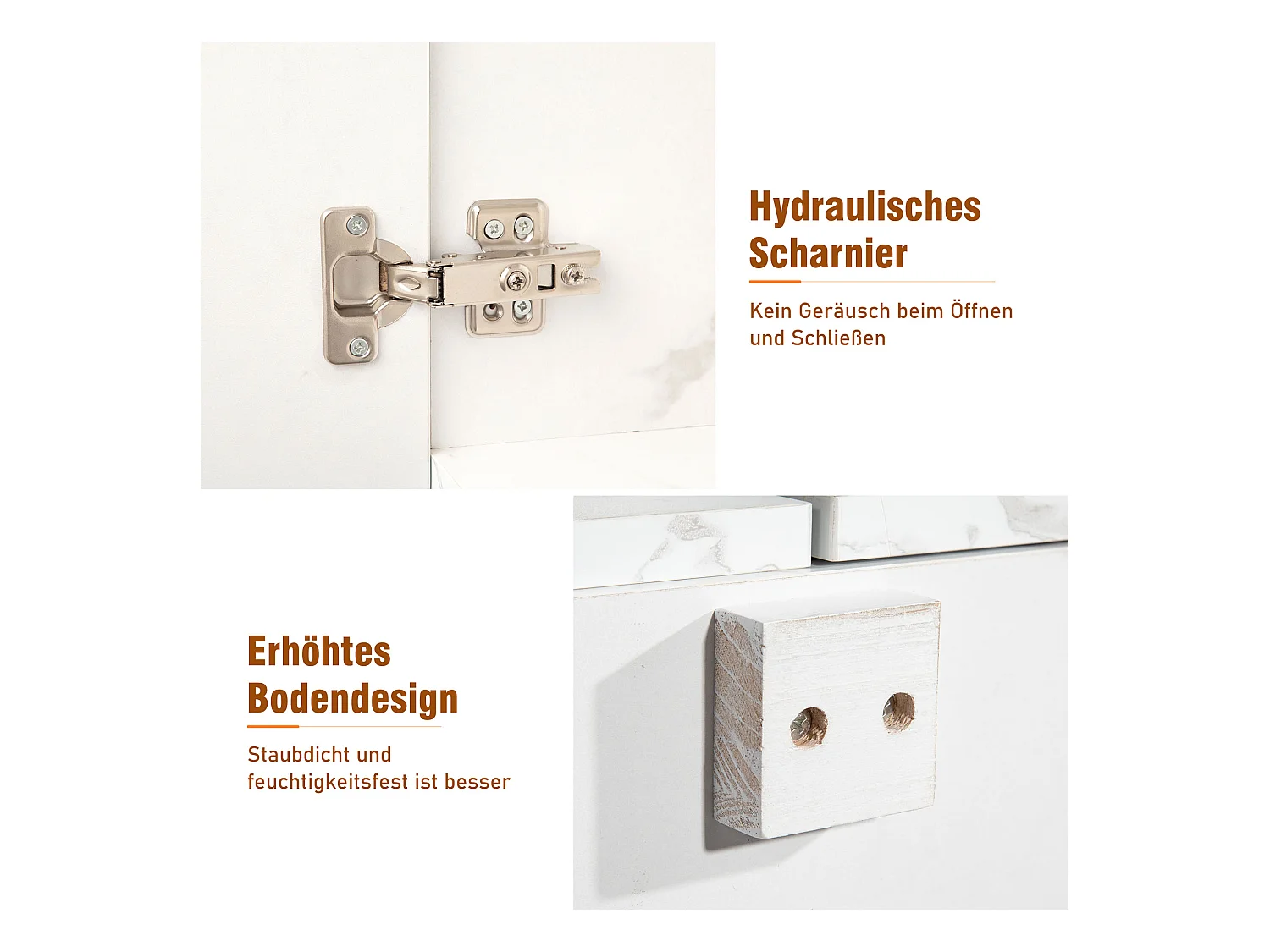 Aparador de MDF efecto mármol blanco para almacenaje de cocina y salón 208x39,5x80 cm 4 puertas 2 cajones