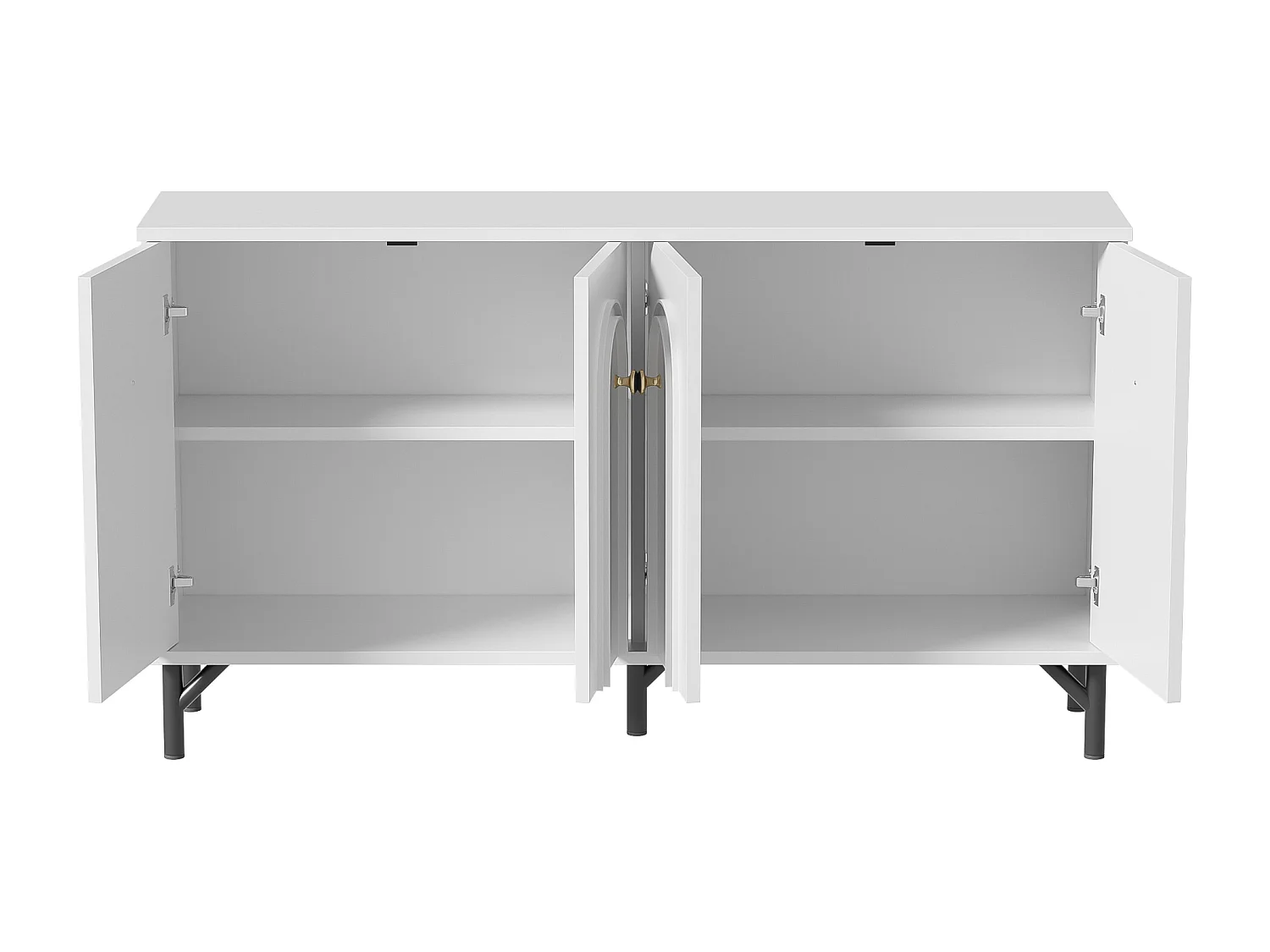 Buffet 4 porte panneau bois design 3D rangement salon salle à manger blanc 140x34x78 cm