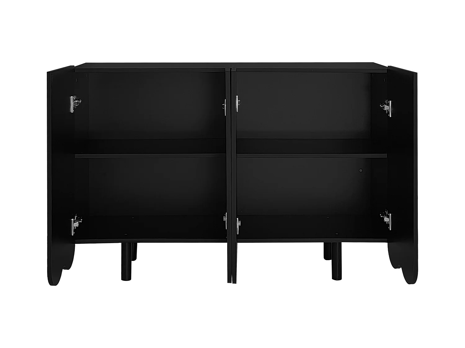 Aparador em MDF preto esculpido 120x80 cm, móvel de arrumação, 4 portas, sala de estar estilo moderno