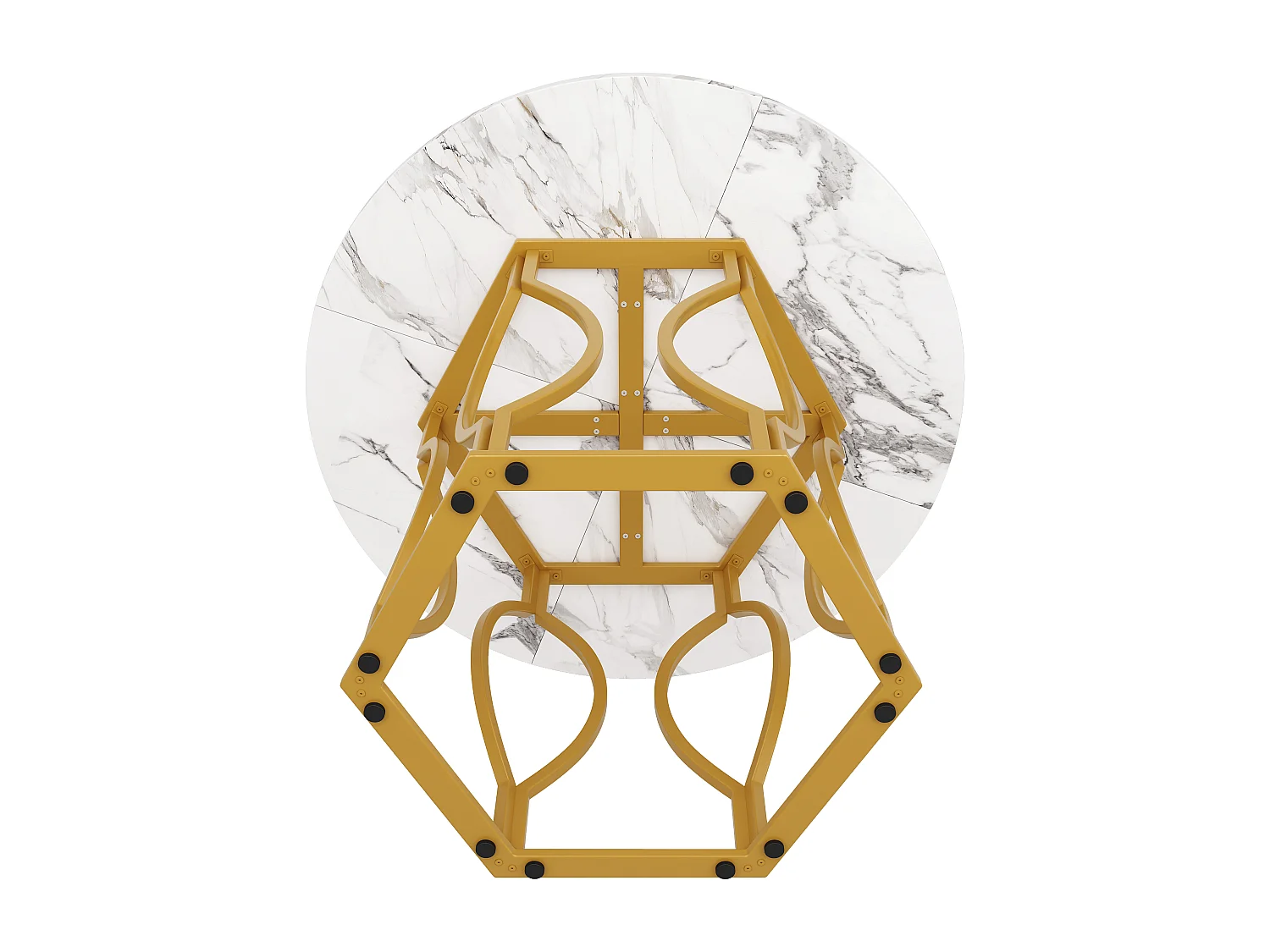 Conjunto de comedor de 5 piezas, mesa redonda de 100 cm, MDF blanco, patas de metal dorado, sillas de terciopelo verde