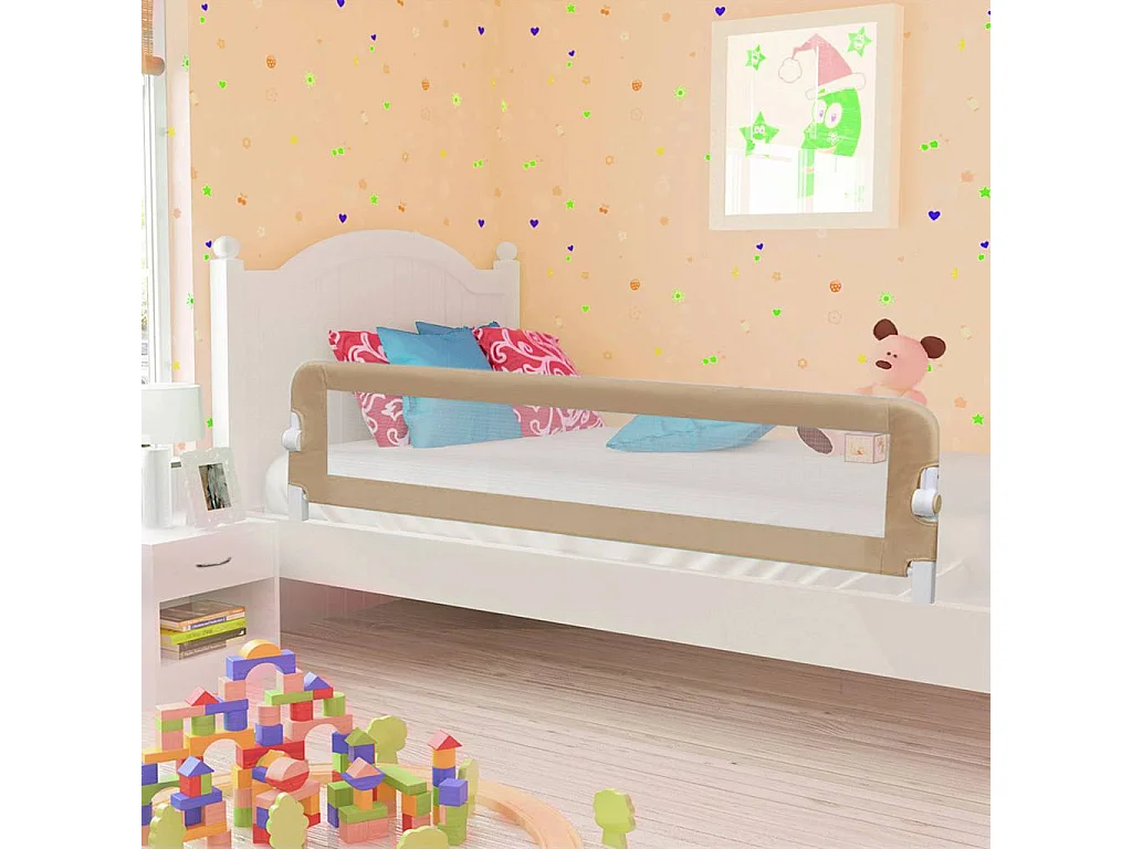 VidaXL Barandilla de seguridad para cama de niño poliéster +18M marrón 42x180 cm
