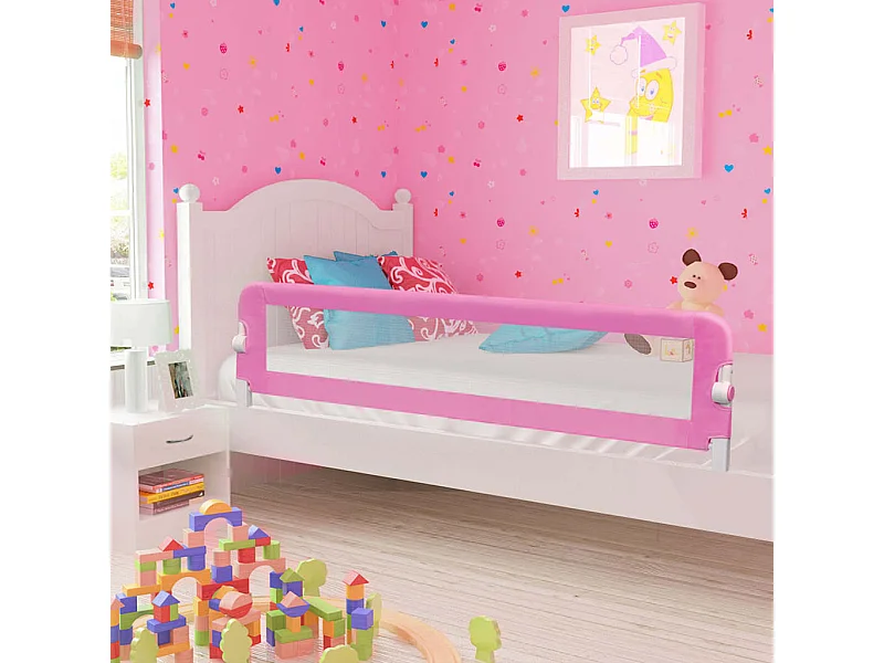 VidaXL Barandilla de seguridad para cama de niño poliéster +18M rosa 42x180 cm