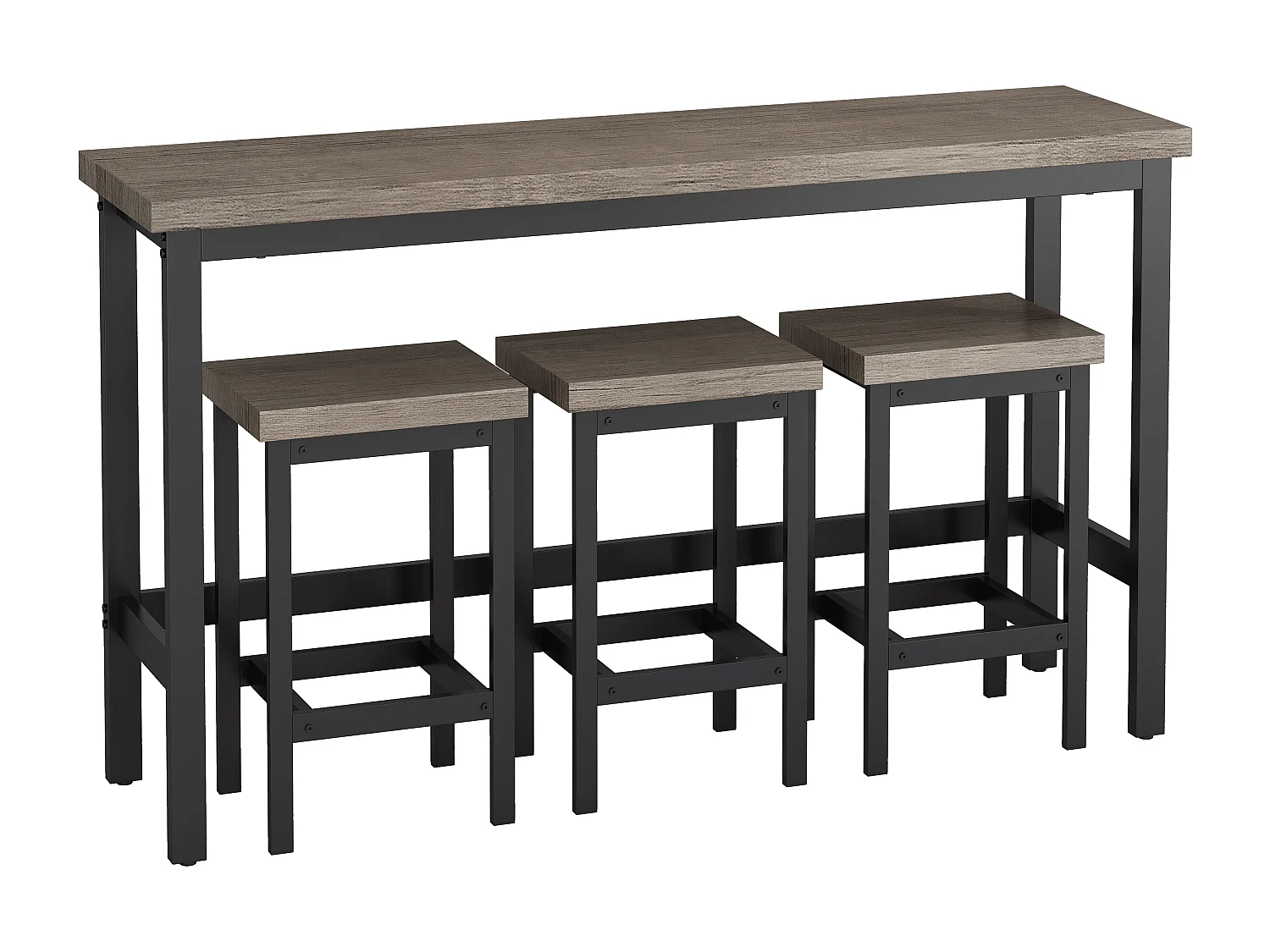 Insieme tavolo bar 4 pezzi MDF metallo cucina salle à manger 148x40x90 cm brun gris