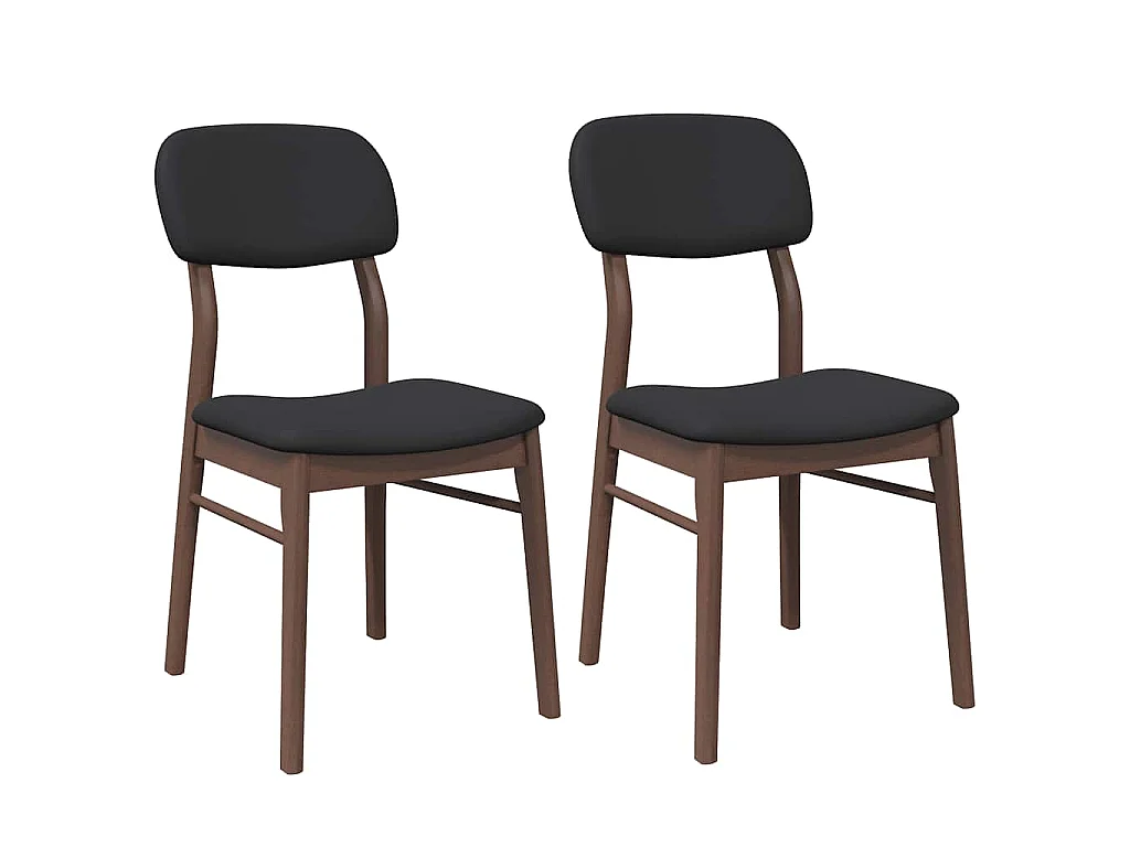 Esszimmerstühle mit Kissen 2 Stk. Braun Massivholz Gummibaum