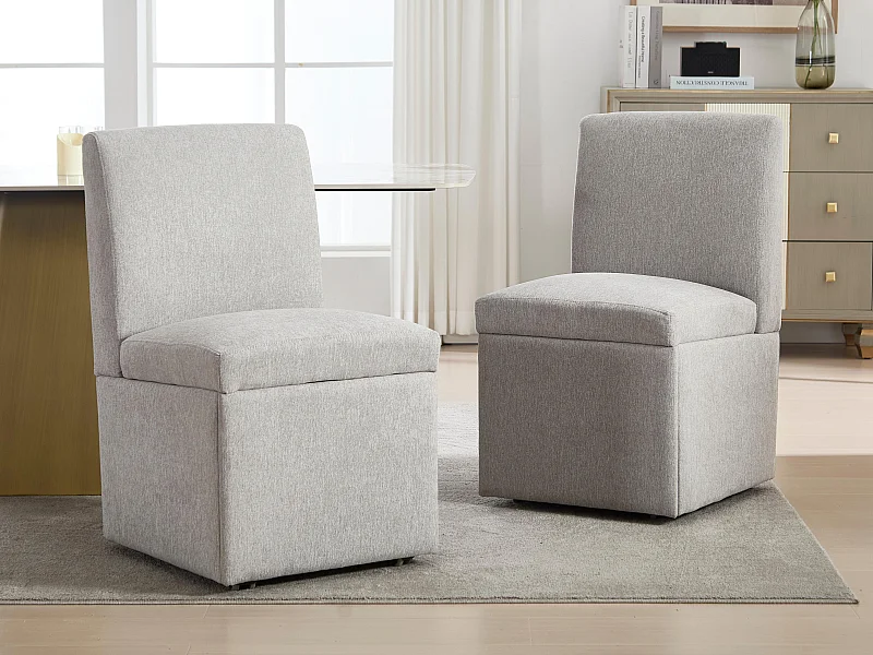 Draaifauteuil - Set van 2 stoelen - linnen stof - vierkant design - veelzijdig en praktisch