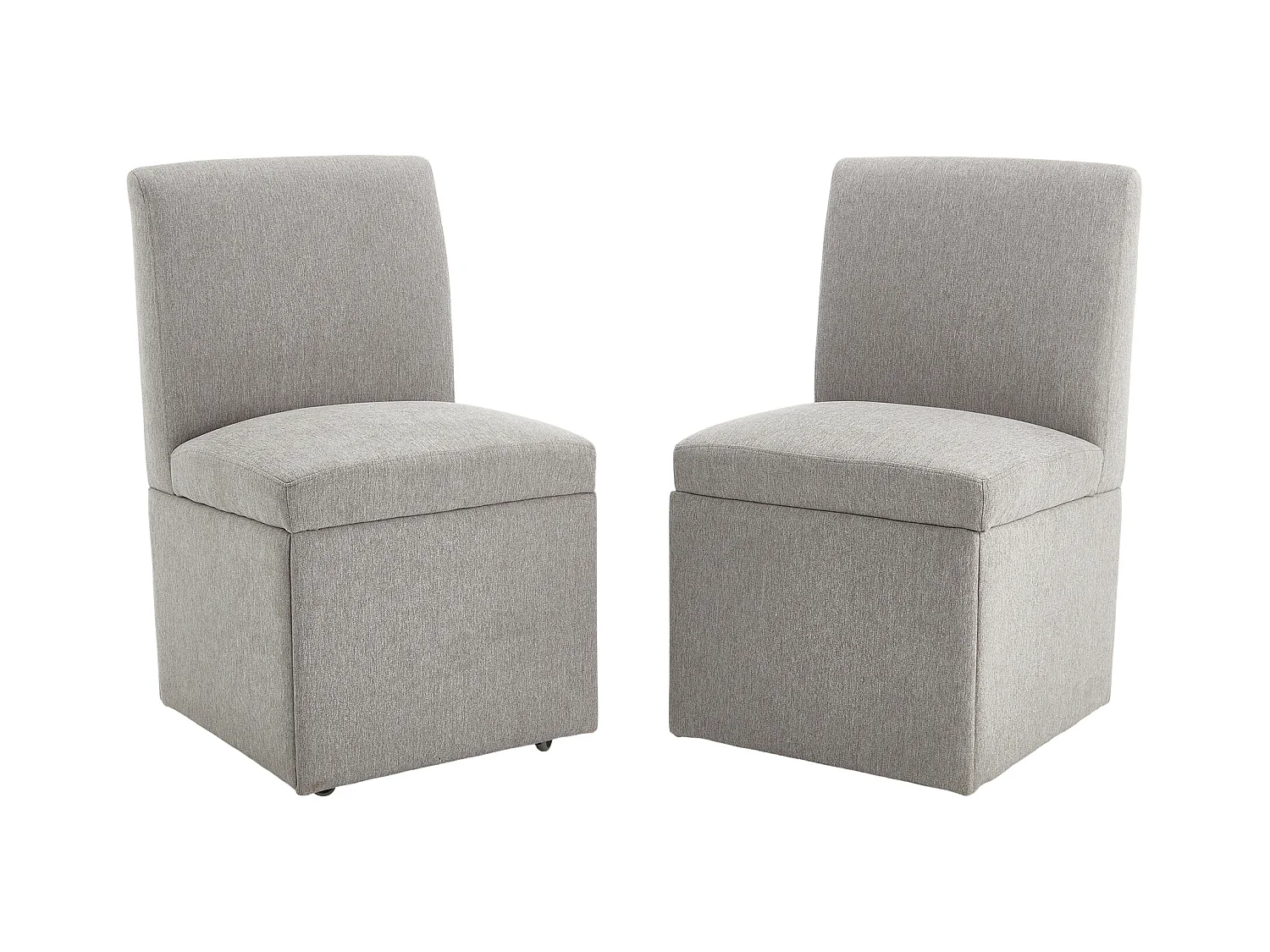 Fauteuil pivotant — Lot de 2 chaises - tissu en lin gris clair — design carré — polyvalent et pratique